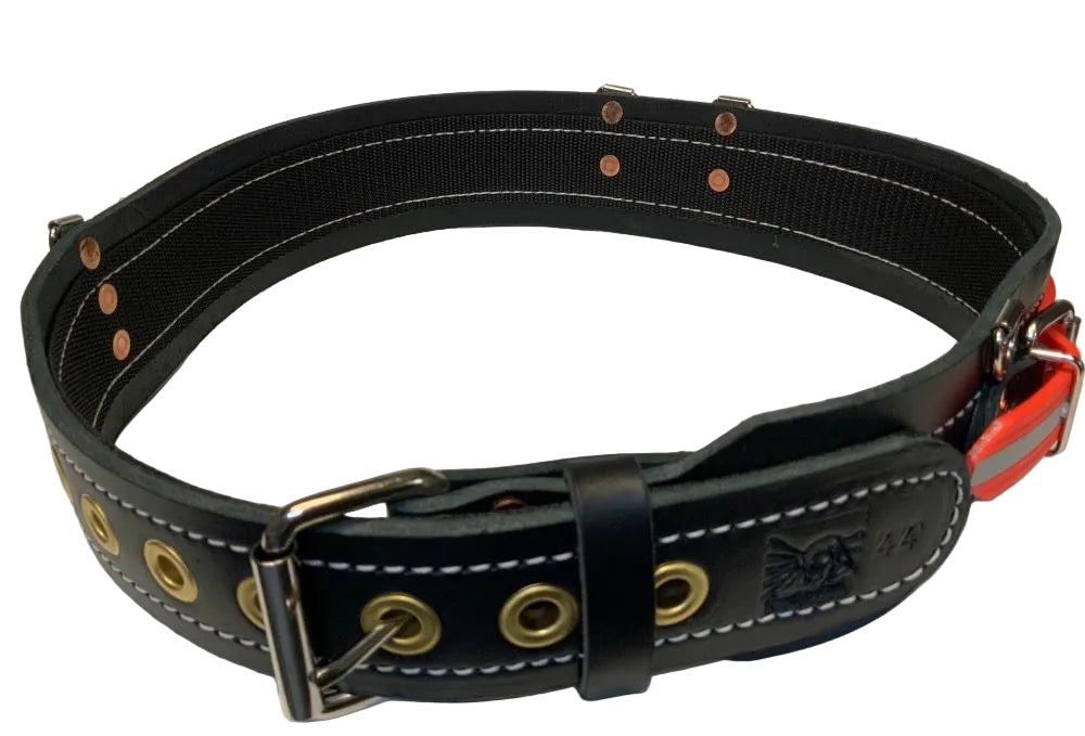 Low Pro 3" Heavy Duty Leather Mining Belt w/1" Reflective Side Strap