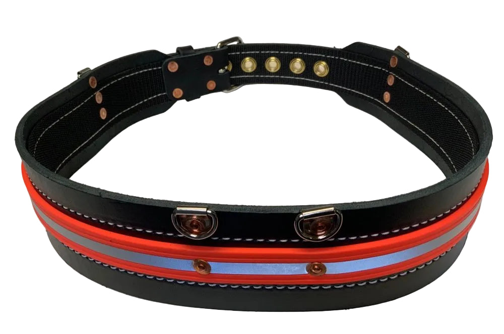Low Pro 3" Heavy Duty Leather Mining Belt w/1" Reflective Side Strap
