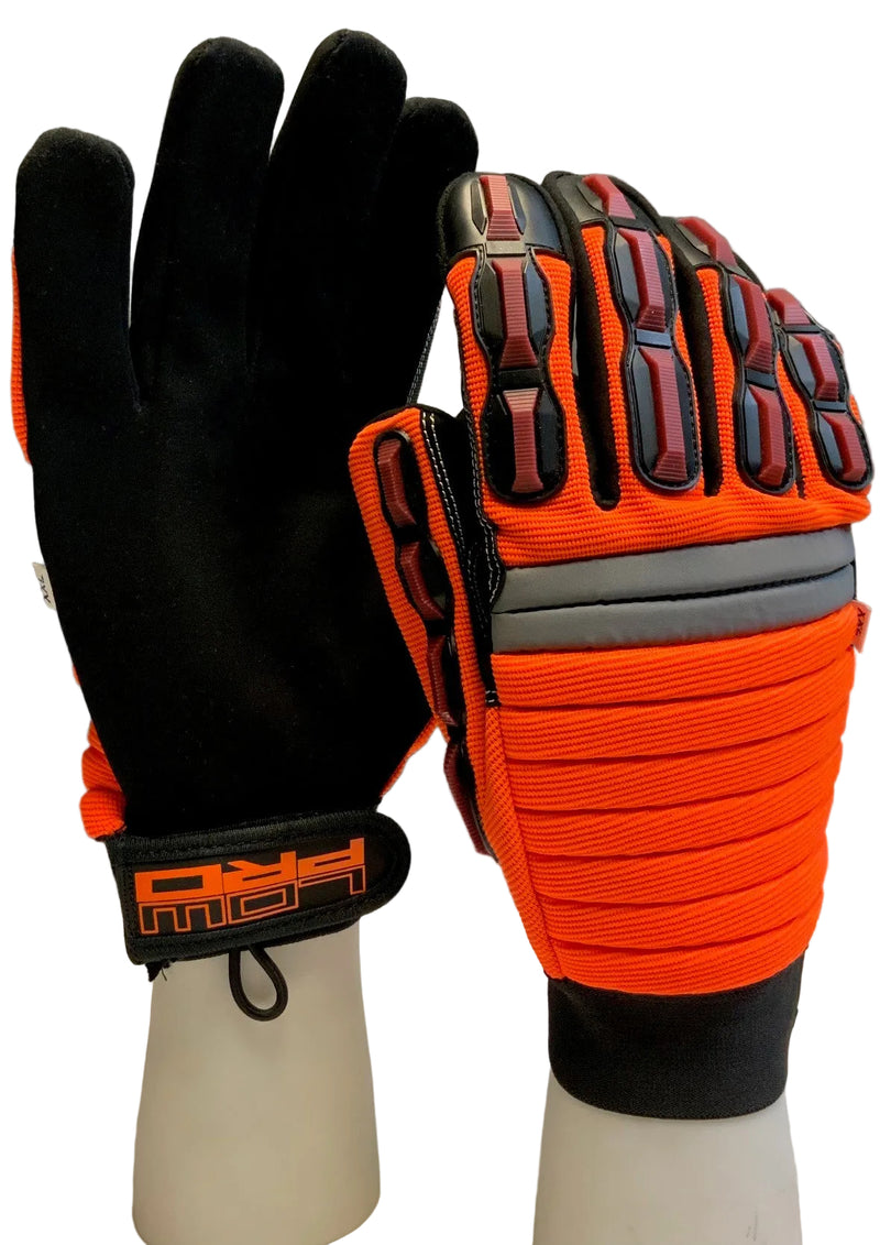 Low Pro Miners Mechanic Hi-Vis Smooth Palm Adjustable Metacarpal Gloves-LP400
