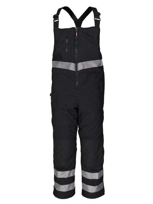 Refrigiwear Bib Overalls- Insulated Softshell Enhanced Visibility(Black/Silver)