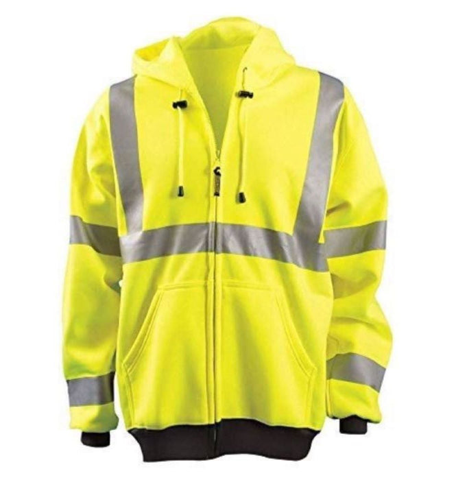 Hi-Vis Hoodie LUX-SWT3HZ, Wicking, Yellow, zip front