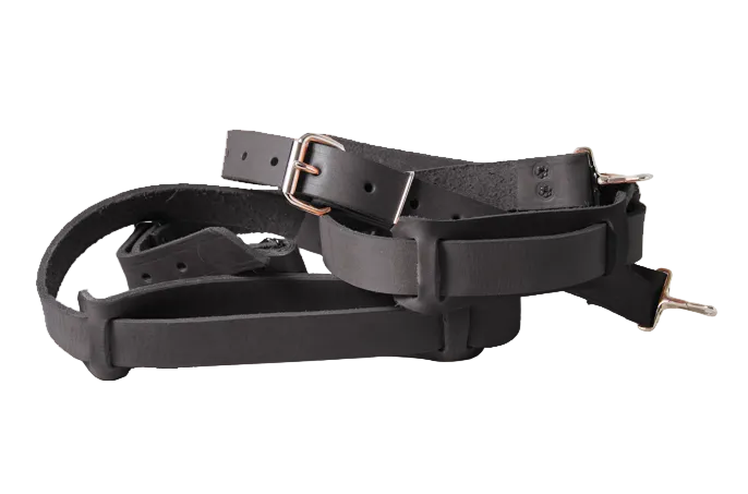 1 1/2" Clip on Leather Suspenders, Black