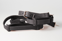 1 1/2" Clip on Leather Suspenders, Black