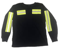 Low Pro Enhanced Visibility Reflective Long Sleeve T-Shirt, Navy w/Lime Striping