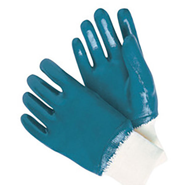 RADNOR® Large Blue Nitrile Full Coated Work Gloves With Natural Jersey Liner And Knit Wrist